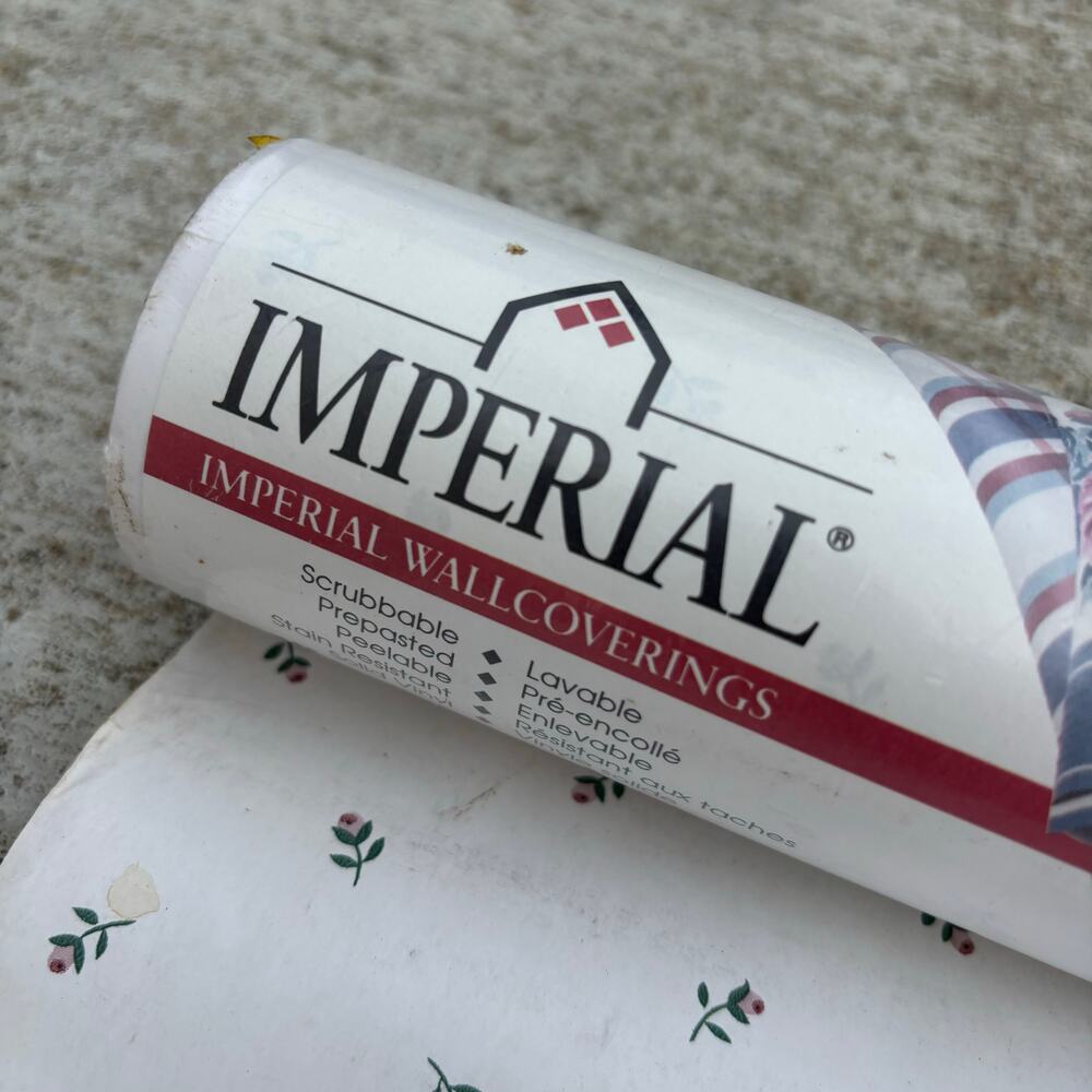 Imperial Vintage Wallpaper Floral Roses Cottage Core Pink Green 2 Rolls ~110 sf